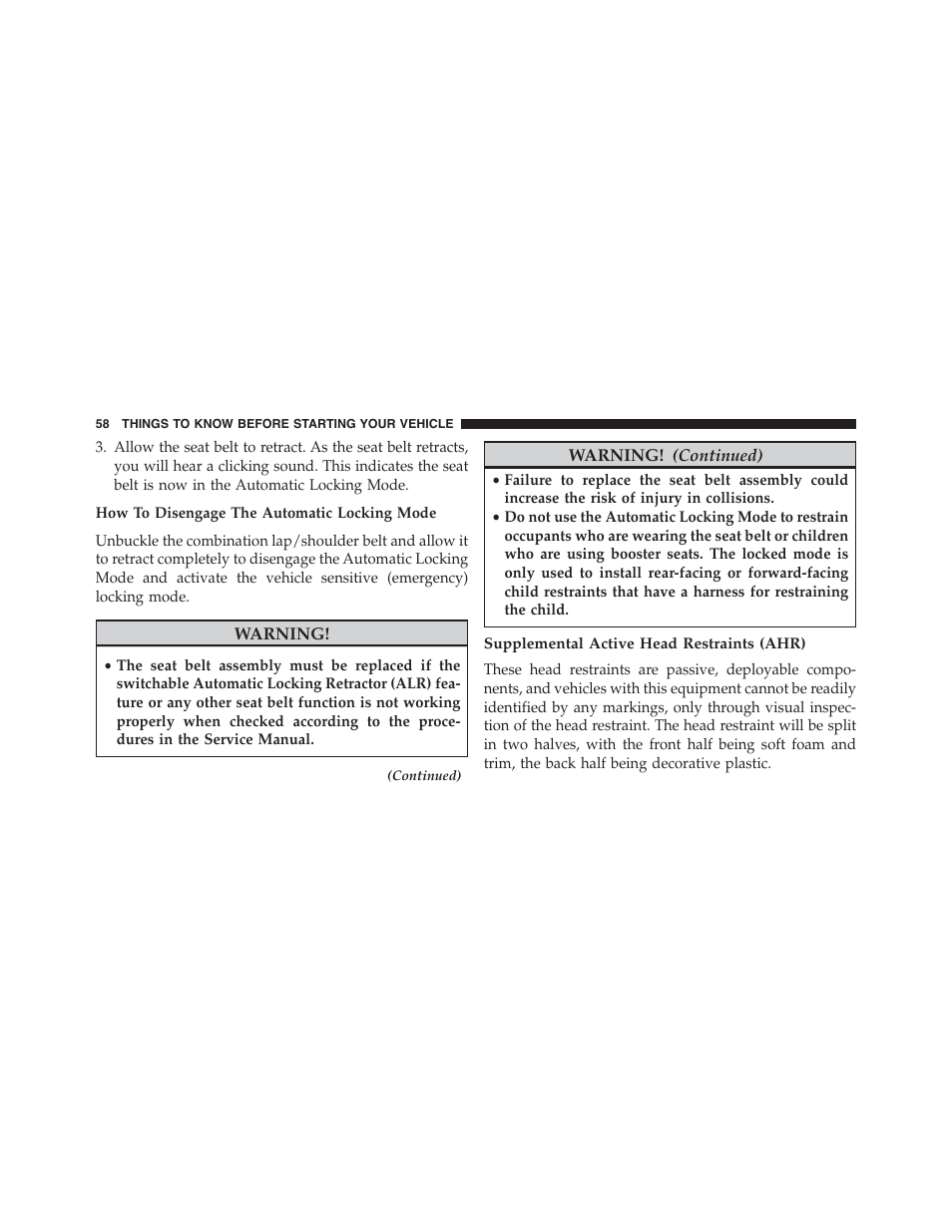 Supplemental active head restraints (ahr) | Dodge 2015 Journey - Owner Manual User Manual | Page 60 / 657