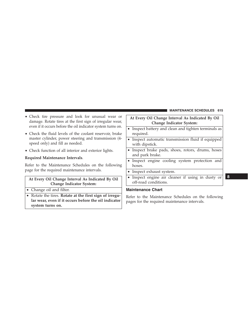 Maintenance chart | Dodge 2015 Journey - Owner Manual User Manual | Page 617 / 657