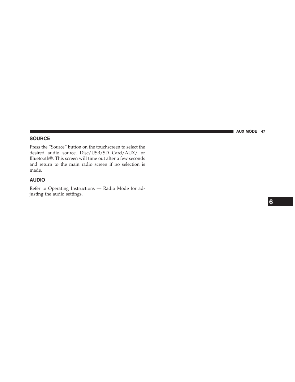 Source, Audio | Dodge 2015 Journey - Uconnect 8.4/8.4N Manual User Manual | Page 48 / 119