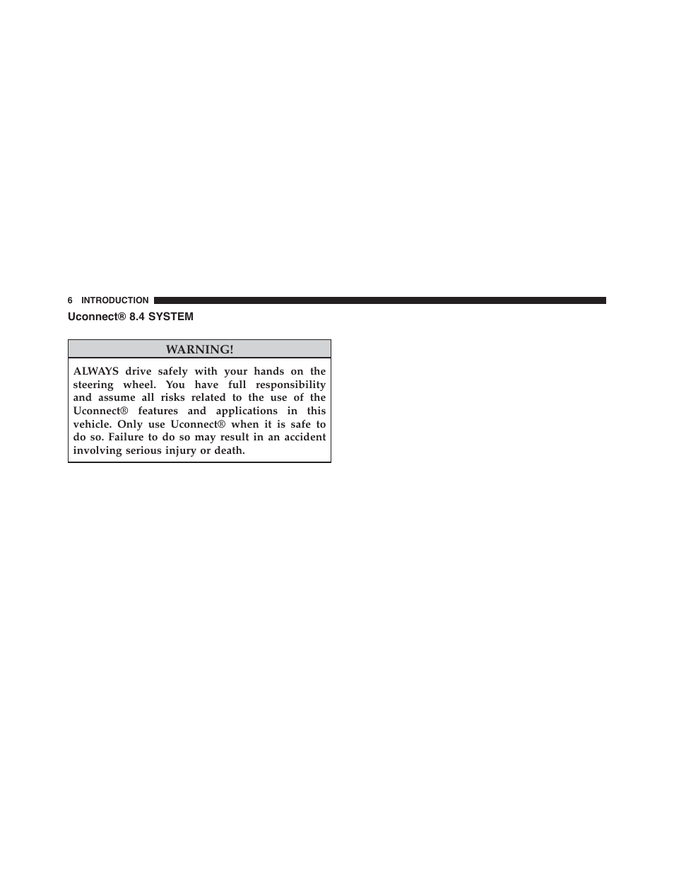Uconnect® 8.4 system | Dodge 2015 Journey - Uconnect 8.4/8.4N Manual User Manual | Page 7 / 119