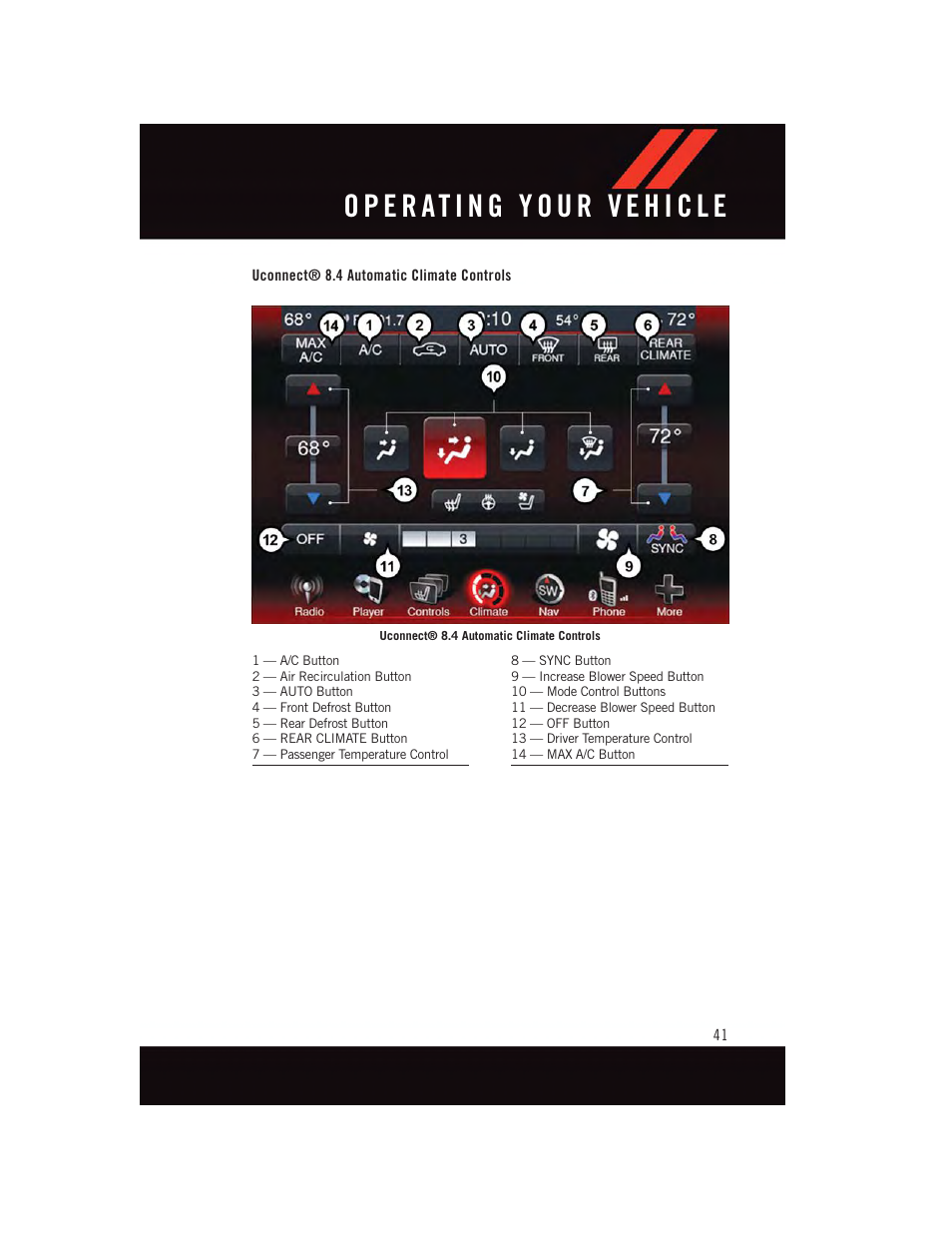 Uconnect® 8.4 automatic climate controls | Dodge 2015 Journey - User Guide User Manual | Page 43 / 140