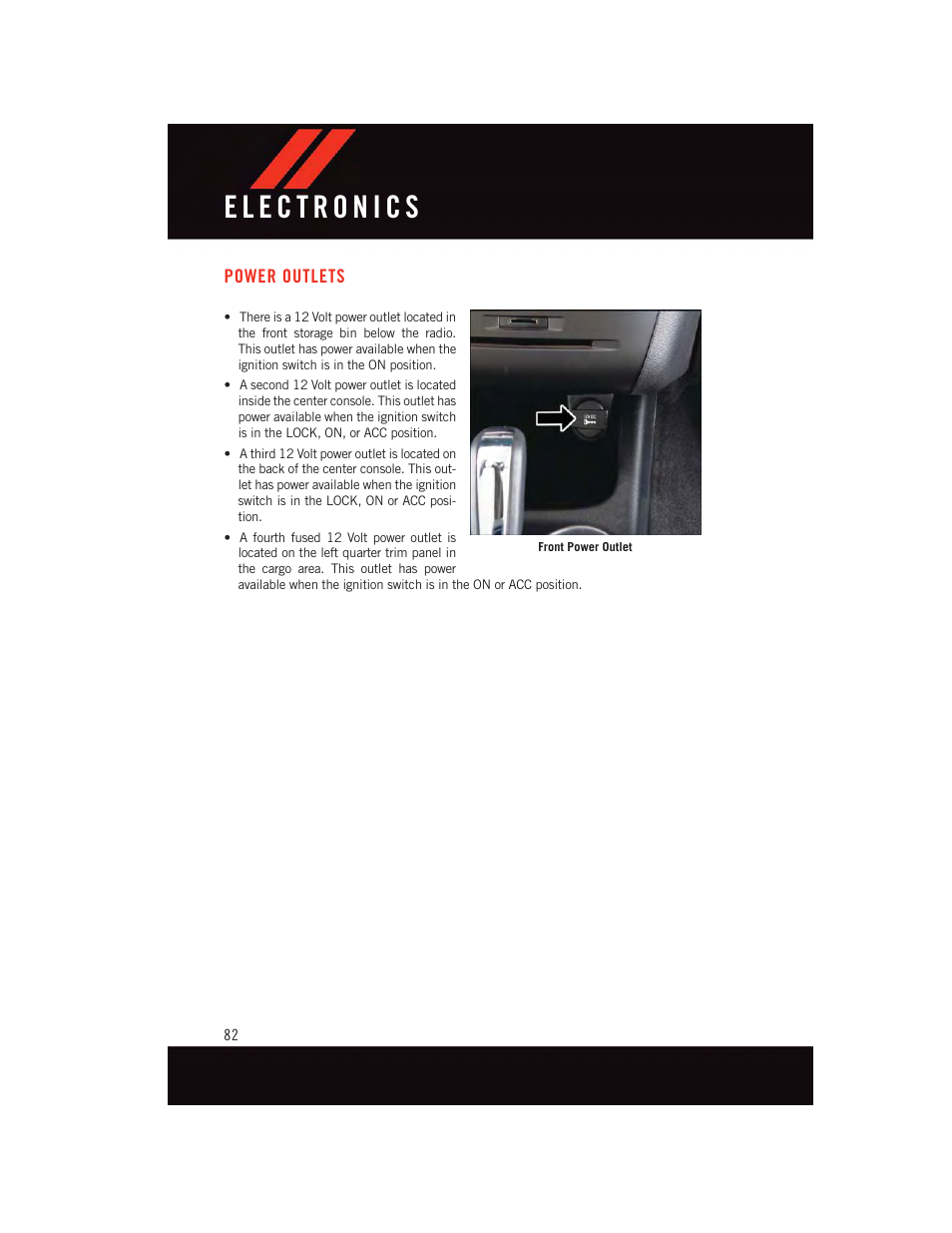 Power outlets | Dodge 2015 Journey - User Guide User Manual | Page 84 / 140