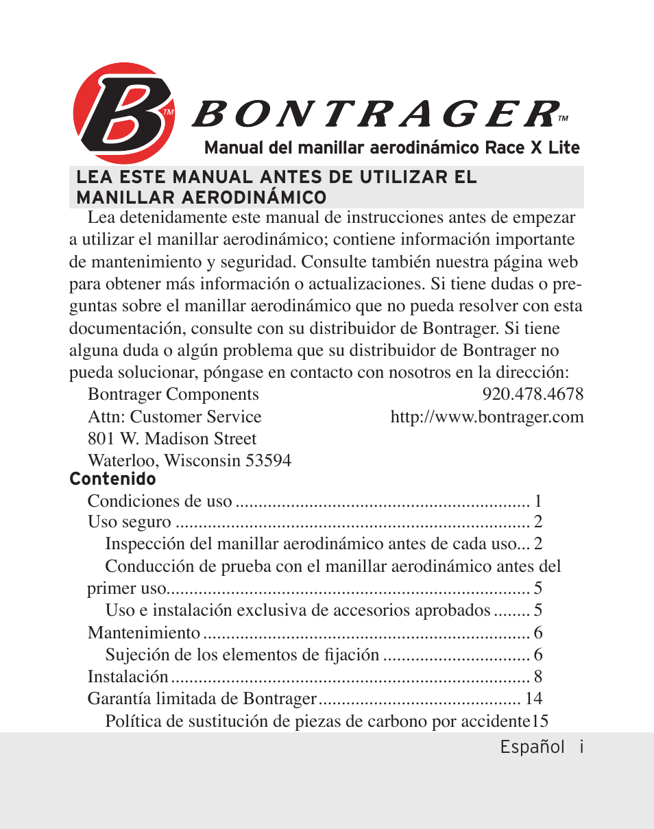 Bontrager Aerobar Race X Lite User Manual | Page 19 / 66