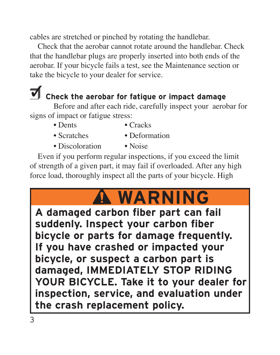Warning | Bontrager Aerobar Race X Lite User Manual | Page 6 / 66