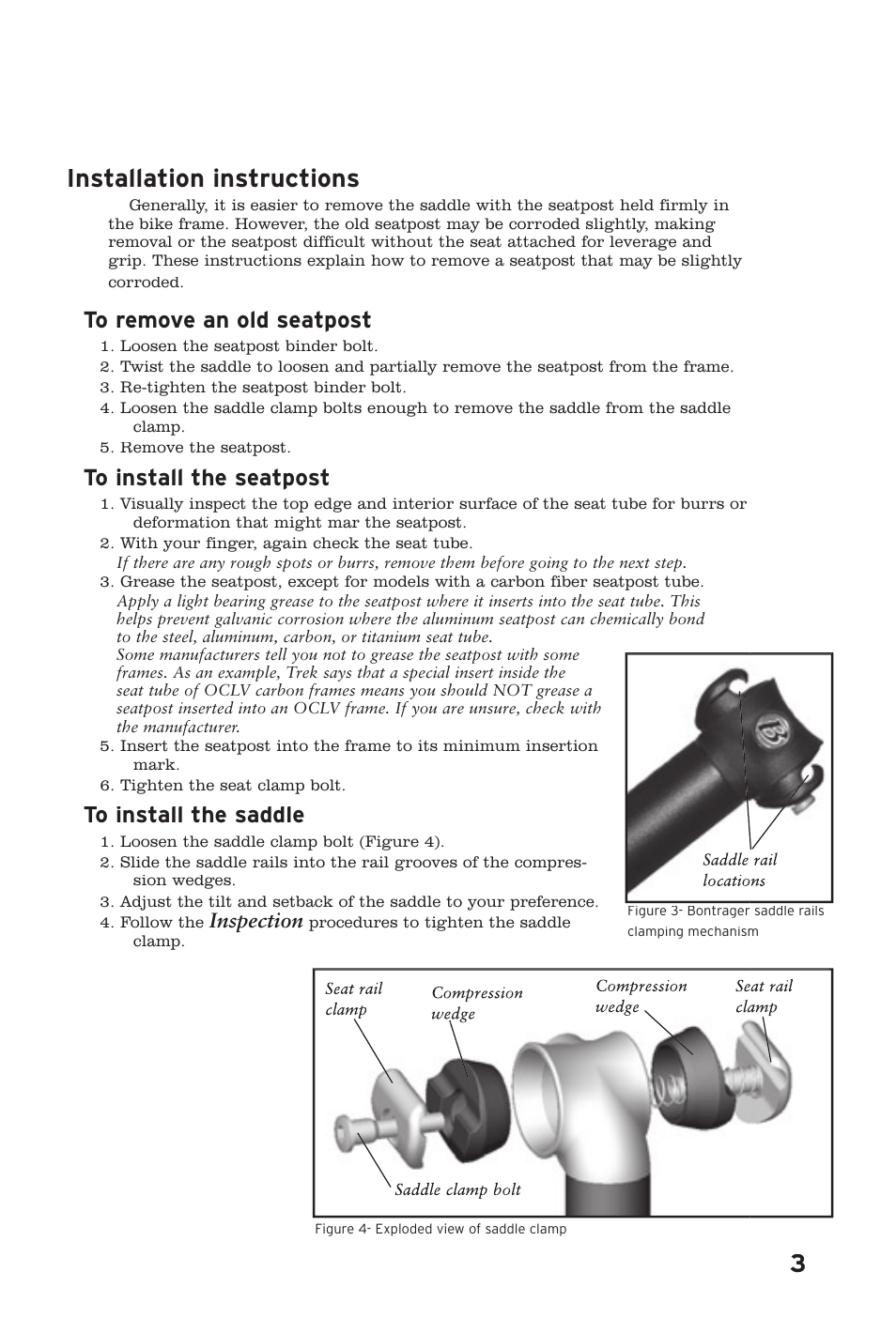 Installation instructions, Inspection | Bontrager 243705 User Manual | Page 3 / 4