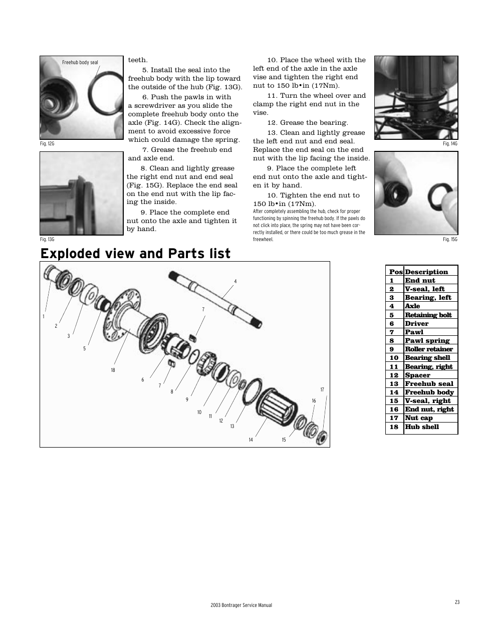 Exploded view and parts list | Bontrager 231793 User Manual | Page 22 / 30