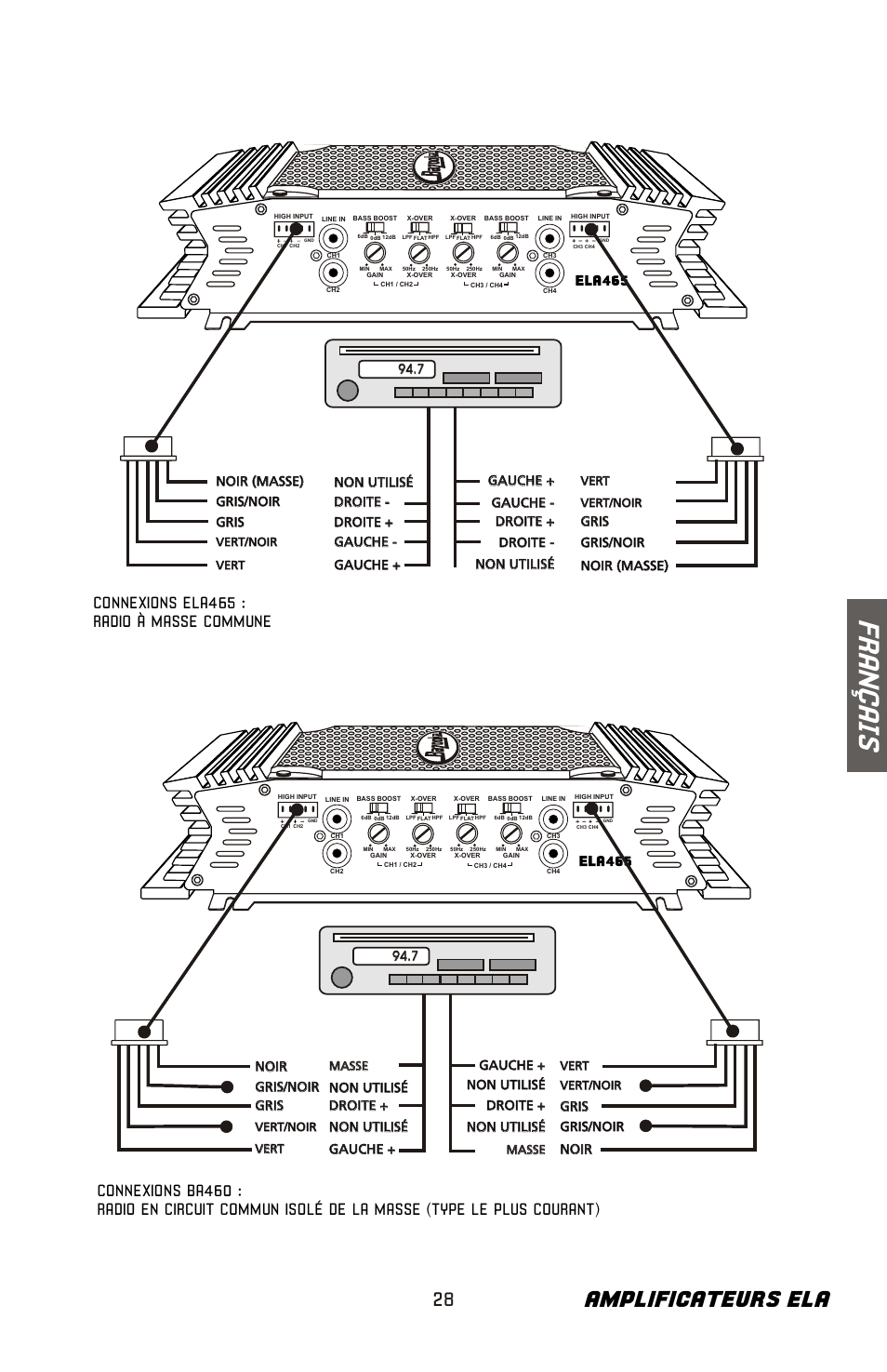 Fr an ç ai s, Amplificateurs ela | Bazooka ELA265 User Manual | Page 29 / 60