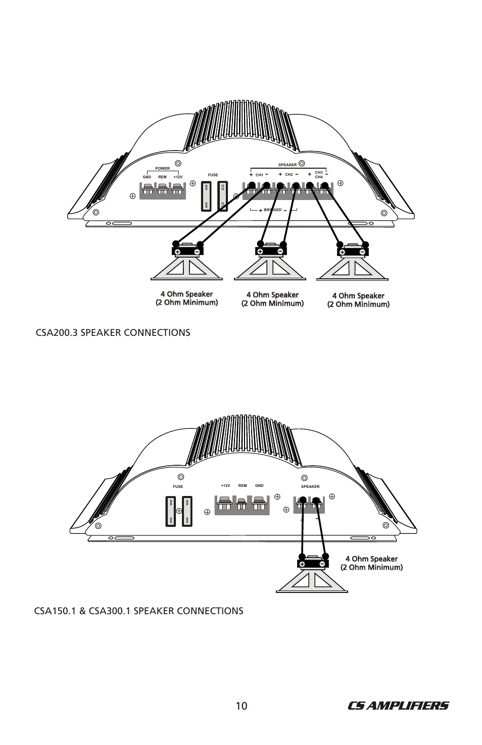 Csa200.3 speaker connections | Bazooka CSA50.4 User Manual | Page 11 / 20