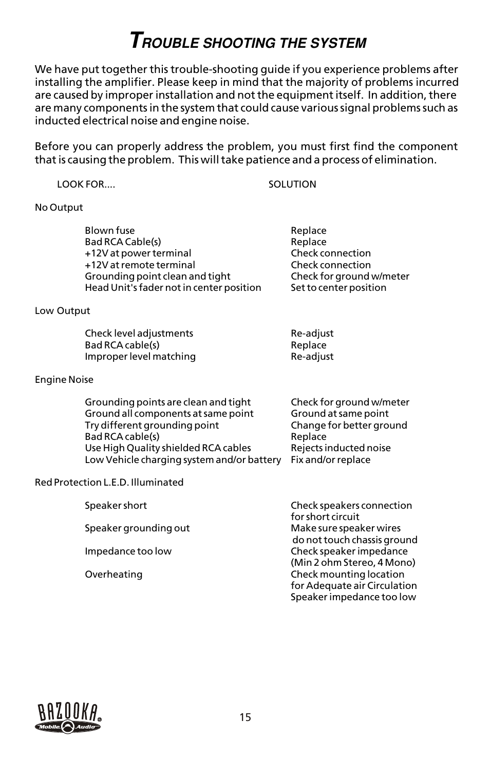 Bazooka CSA50.4 User Manual | Page 16 / 20