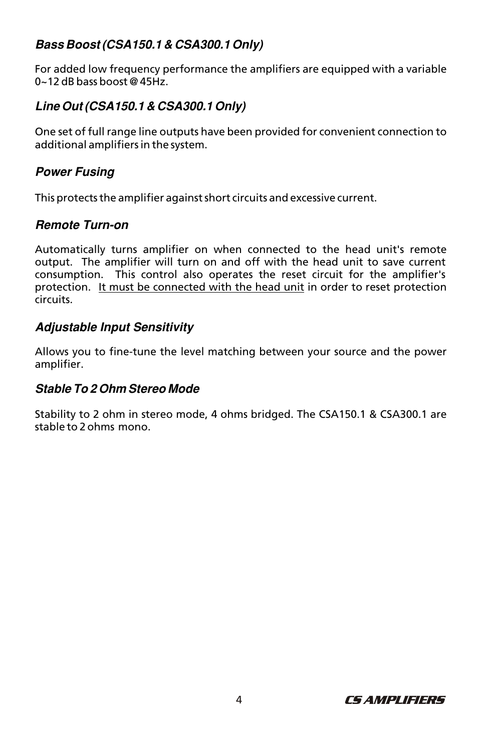 Bazooka CSA50.4 User Manual | Page 5 / 20