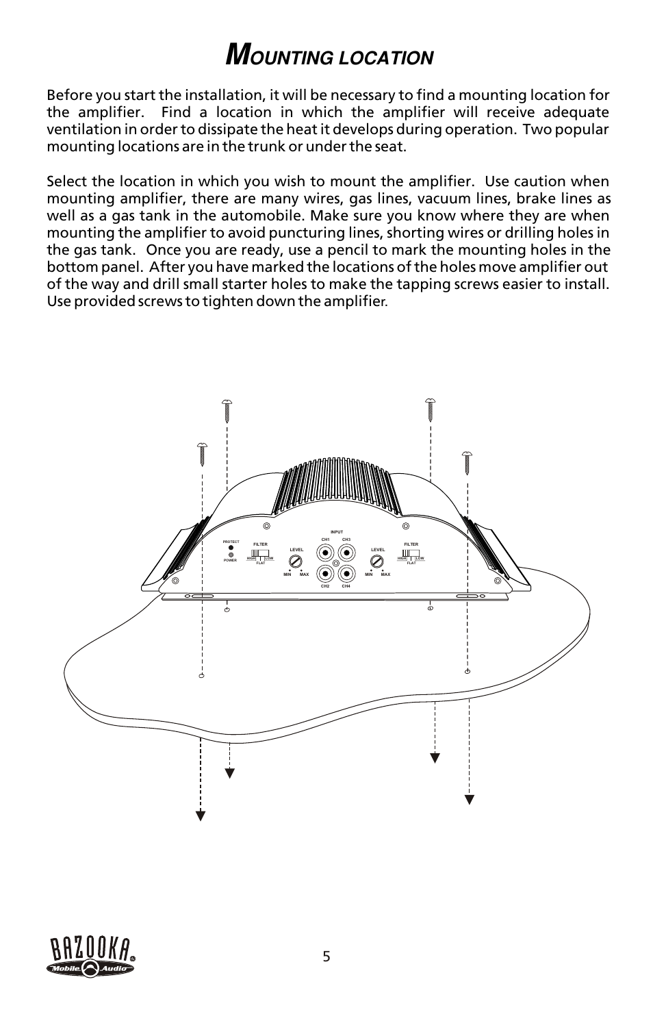 Ounting location | Bazooka CSA50.4 User Manual | Page 6 / 20