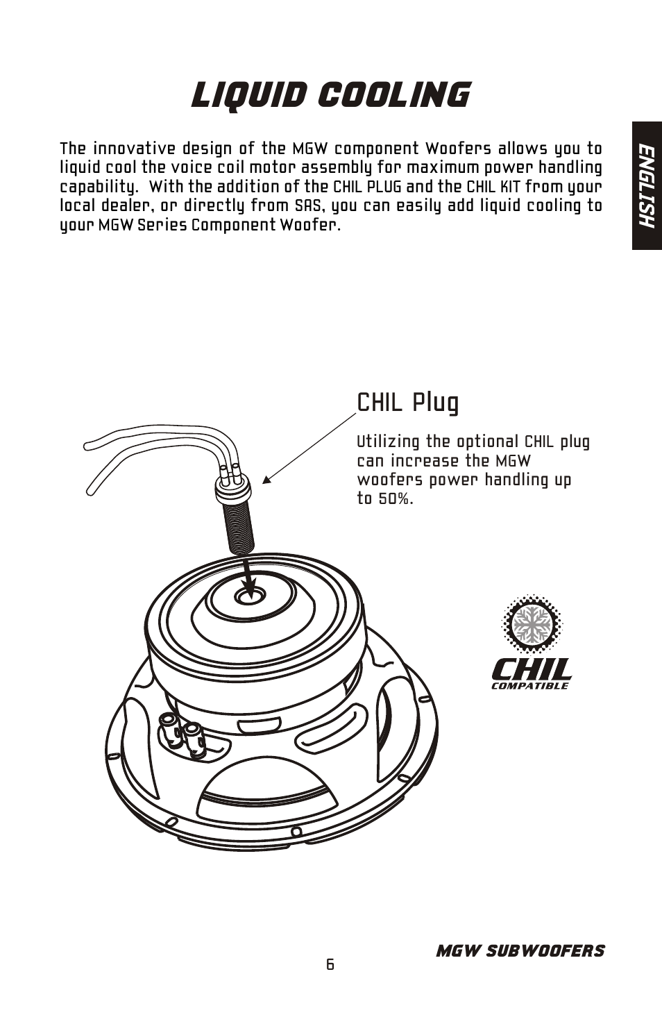 Liquid cooling, Chil plug | Bazooka MGW Subwoofer MGW1024PT User Manual | Page 7 / 20