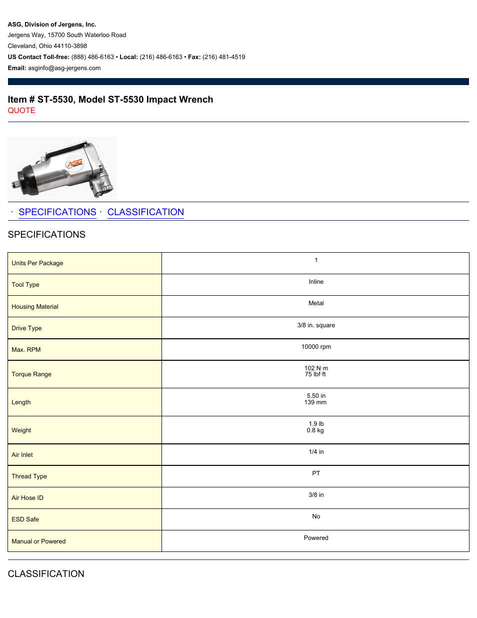 ASG Jergens ST-5530 User Manual | 2 pages