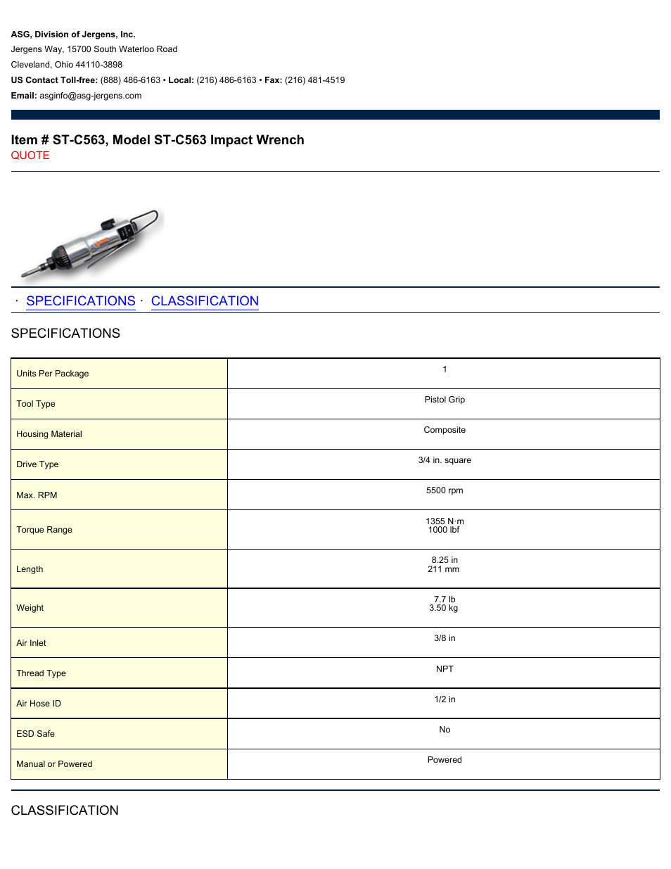 ASG Jergens ST-C563 User Manual | 2 pages