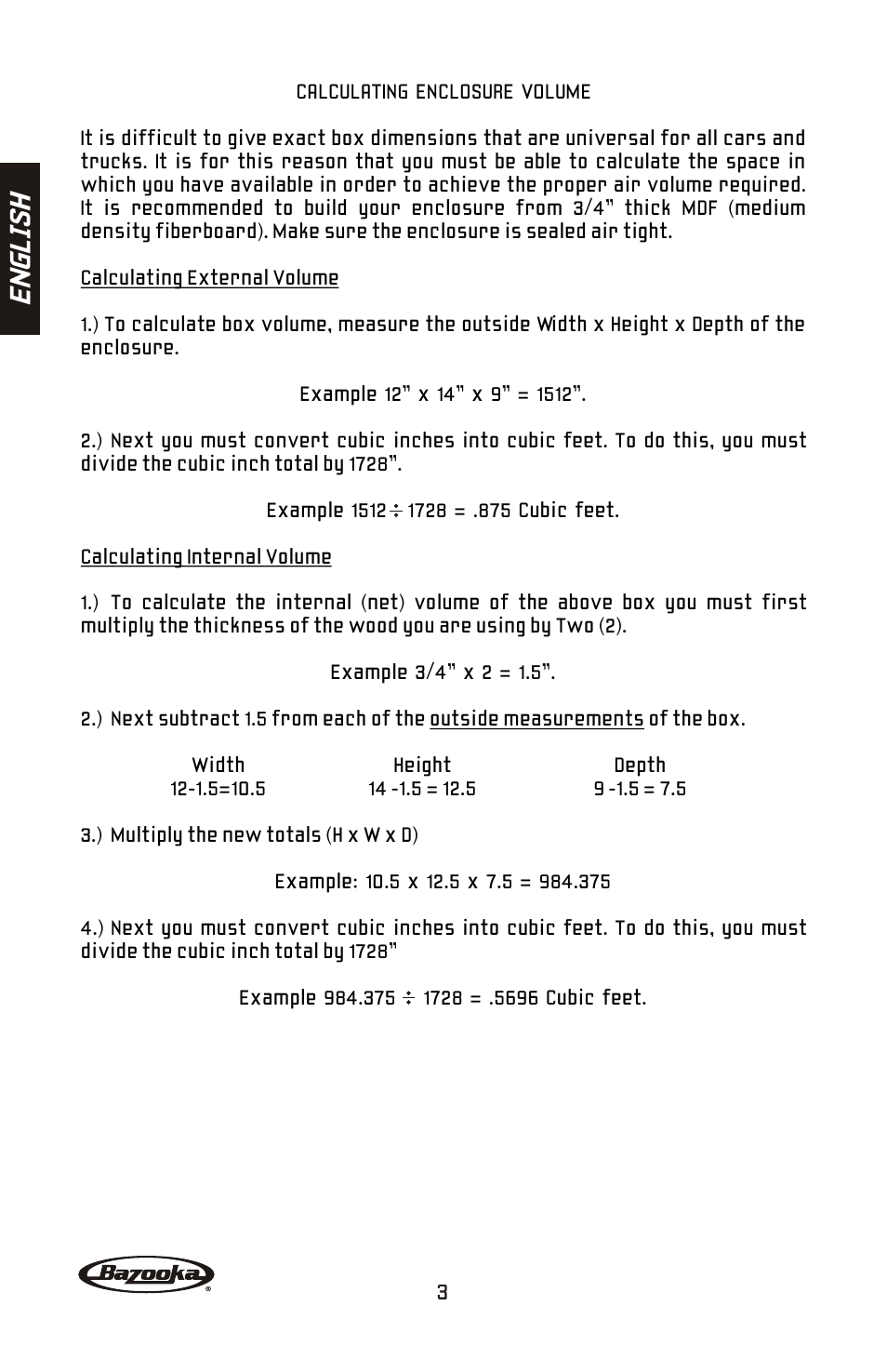 En gl is h | Bazooka BW1224 User Manual | Page 4 / 32