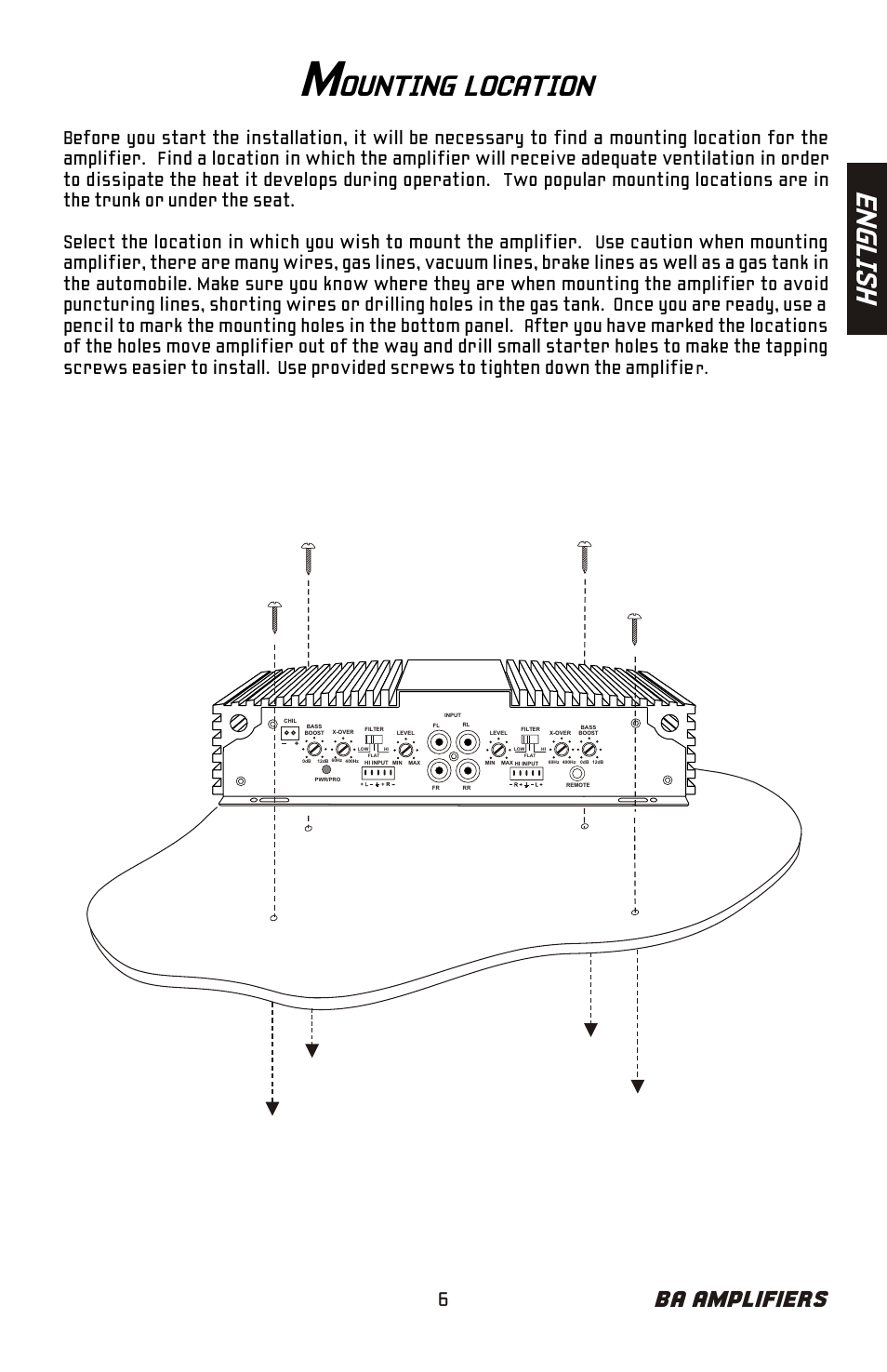 Ounting location, En gl is h, Ba amplifiers | Bazooka BA260 User Manual | Page 7 / 60