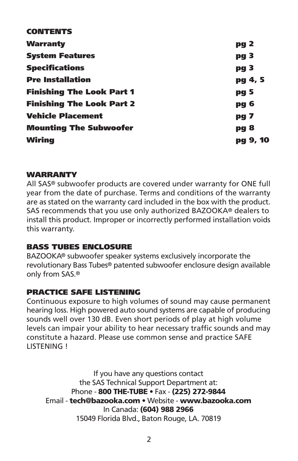 Bazooka NOS8W User Manual | Page 3 / 12