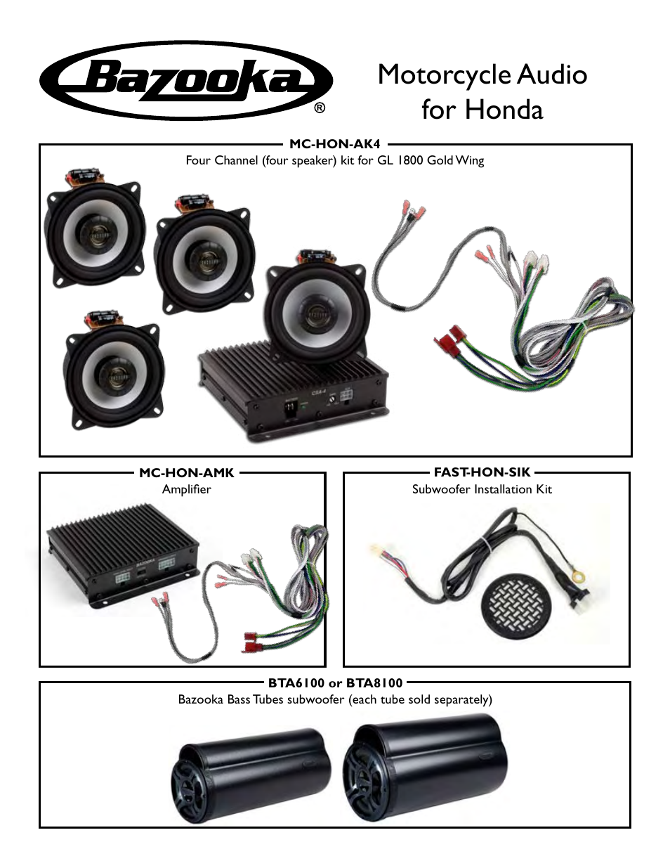 Motorcycle audio for honda | Bazooka BTA6100 User Manual | Page 2 / 2