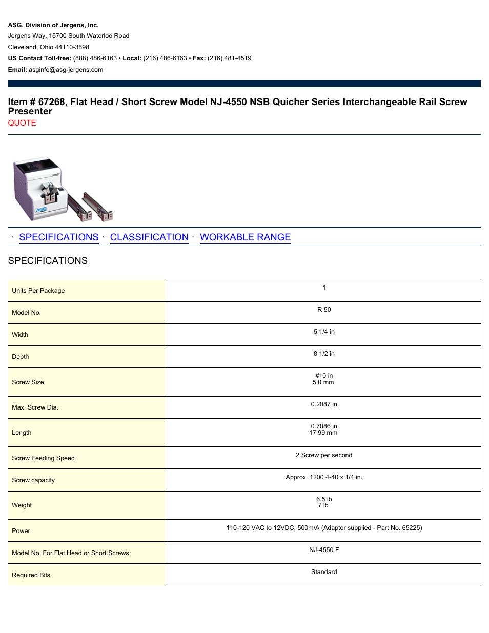 ASG Jergens 67268 NJ-4550 NSB  User Manual | 2 pages