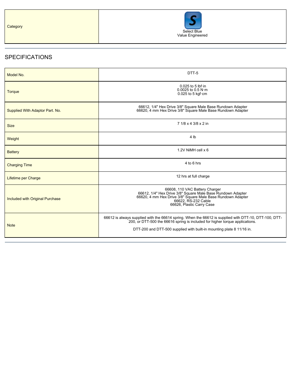 Specifications | ASG Jergens 66600 DTT-5 User Manual | Page 2 / 2