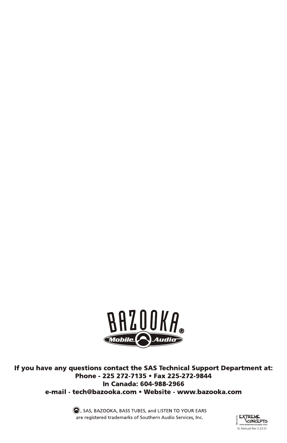 Bazooka EL1008 User Manual | Page 12 / 12
