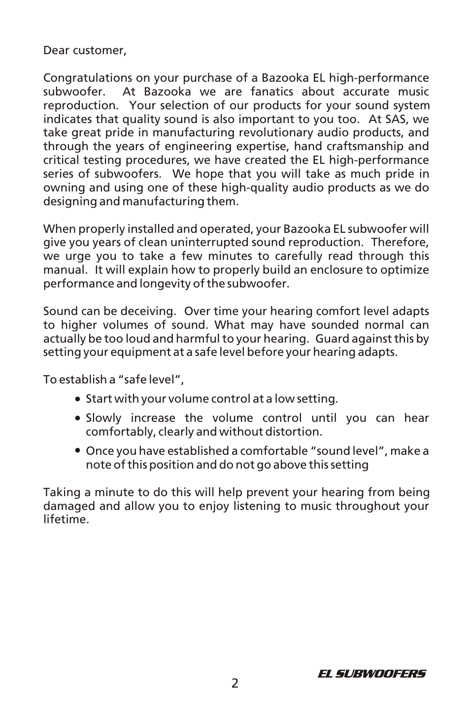 Bazooka EL1008 User Manual | Page 3 / 12