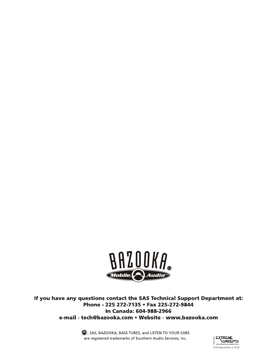 Bazooka CSW1204 User Manual | Page 8 / 8