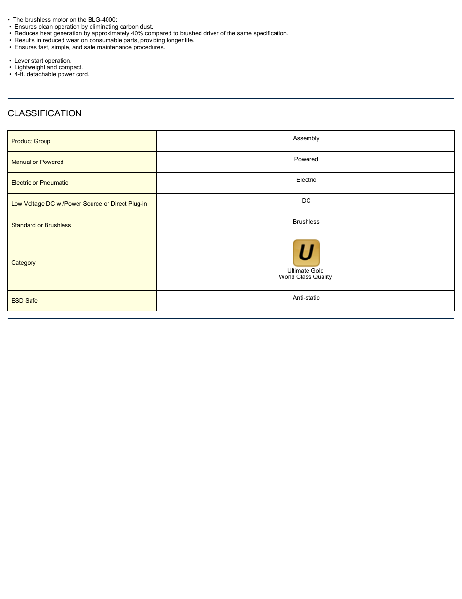 Classification | ASG Jergens 65560 BLG-4000X User Manual | Page 2 / 2