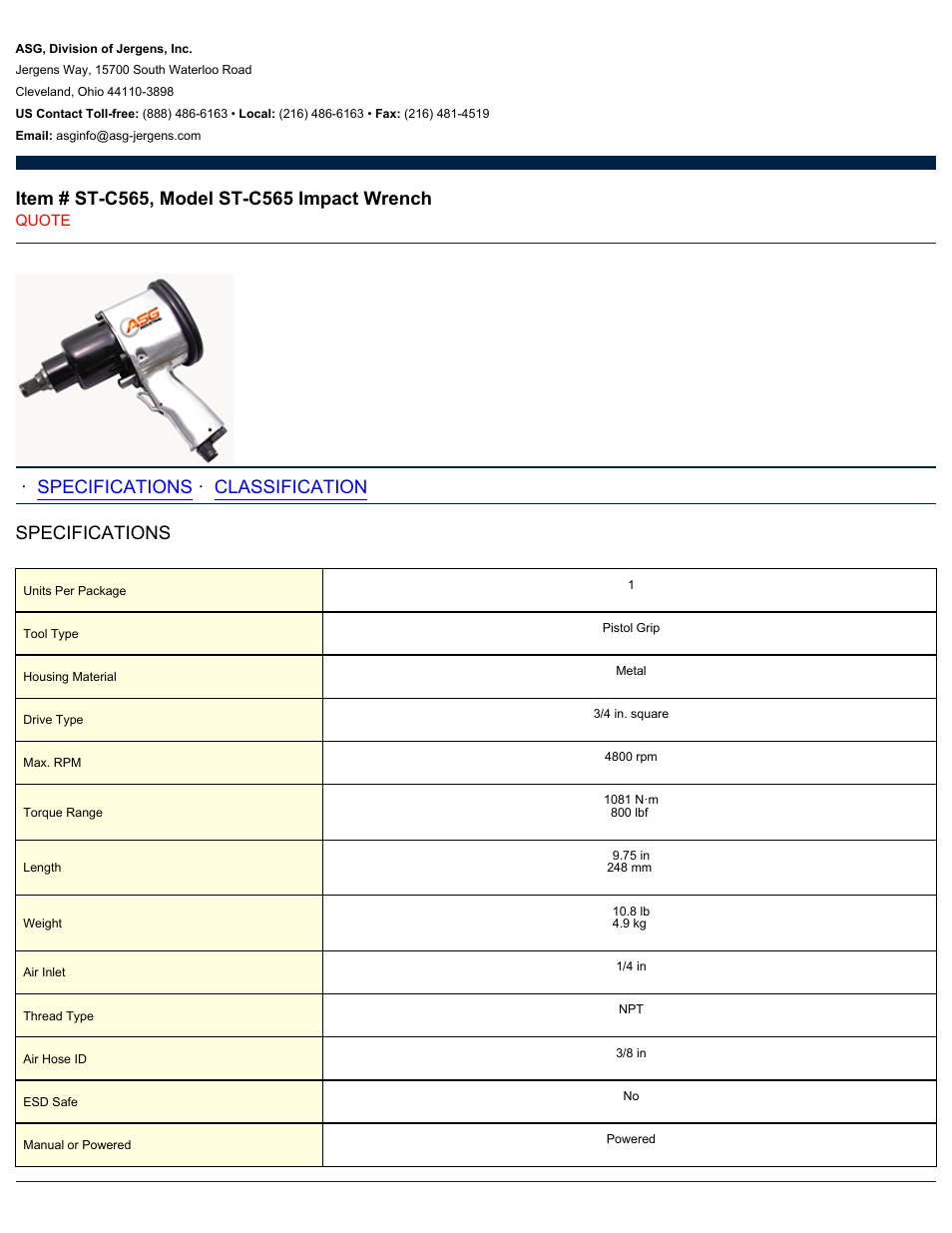 ASG Jergens ST-C565 User Manual | 2 pages