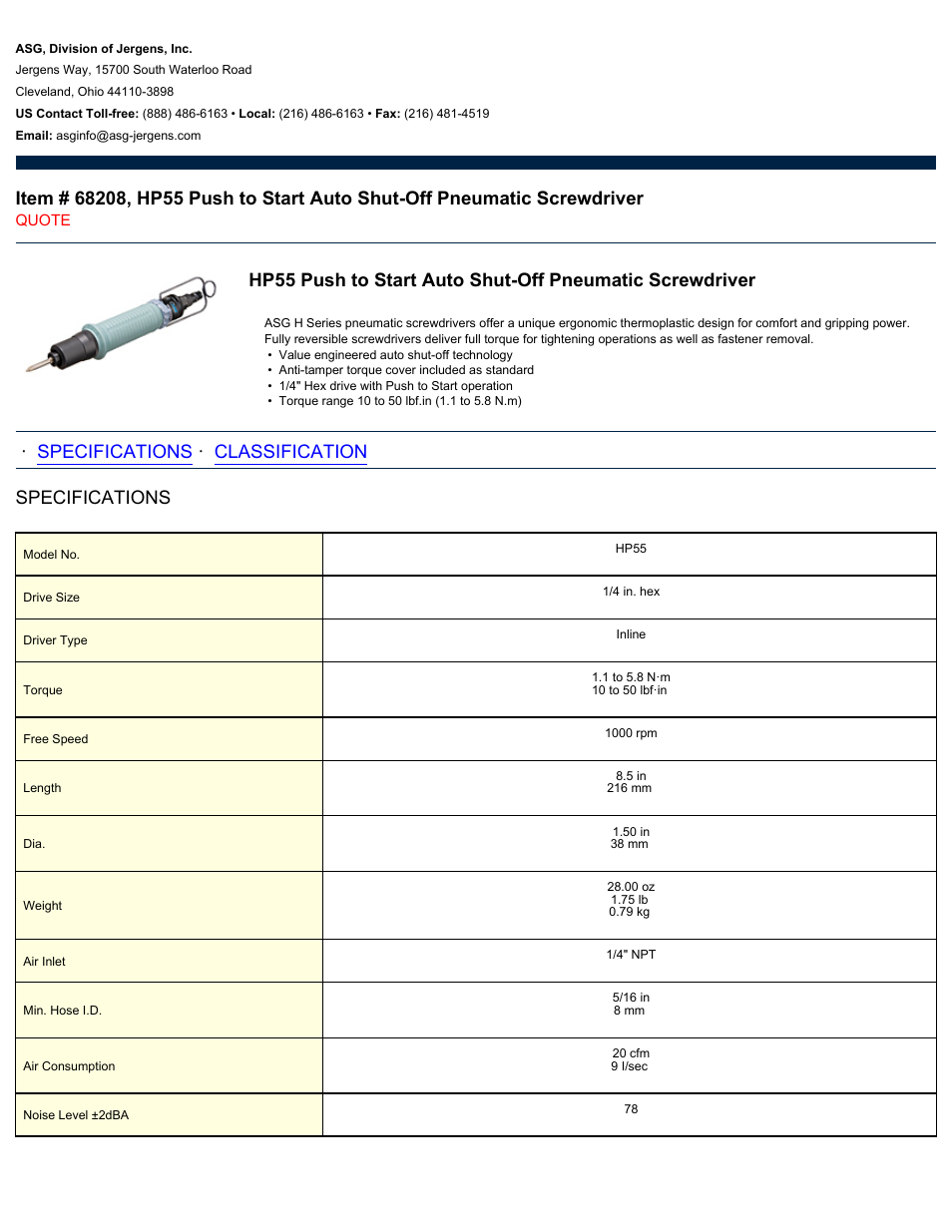 ASG Jergens 68208 HP55 User Manual | 2 pages