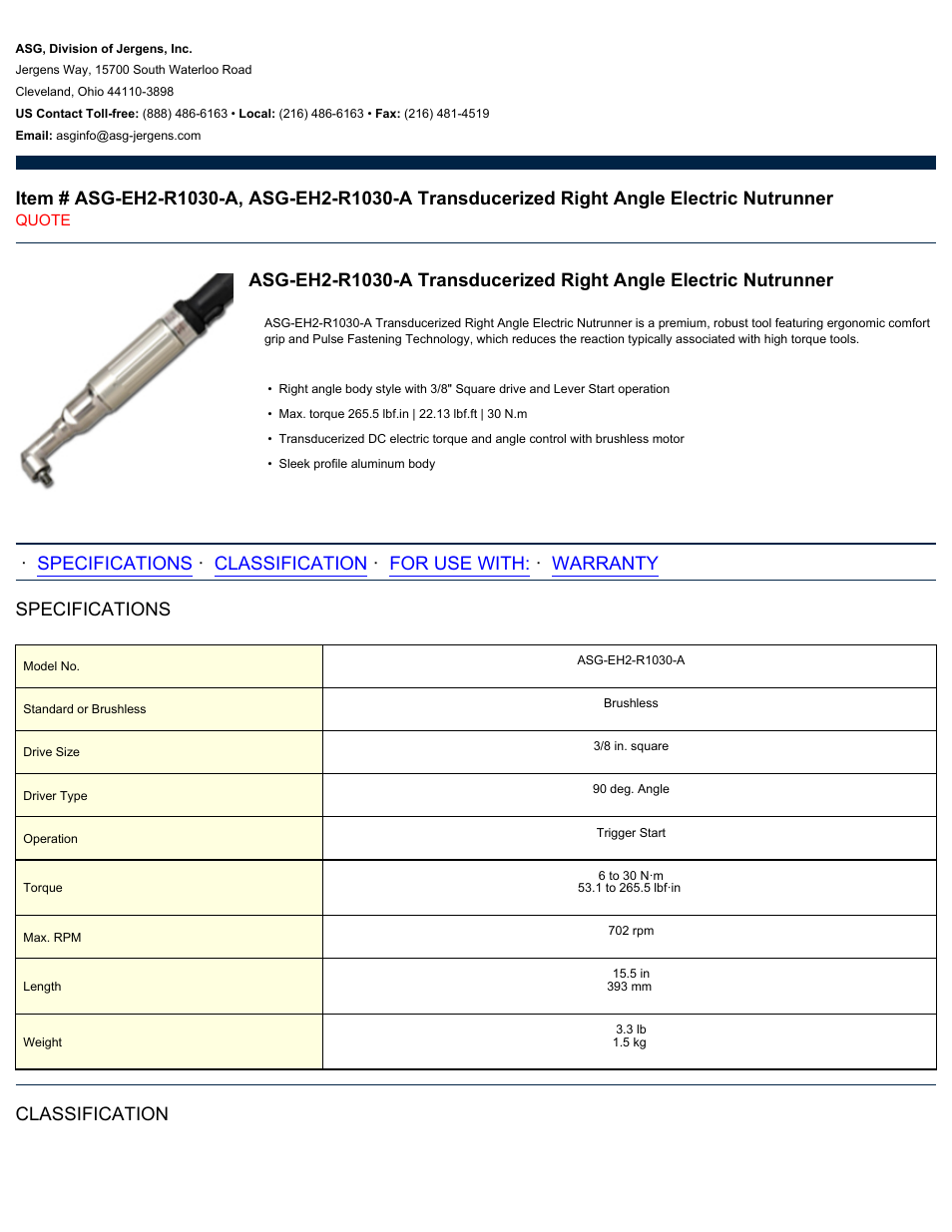 ASG Jergens ASG-EH2-R1030-A User Manual | 2 pages