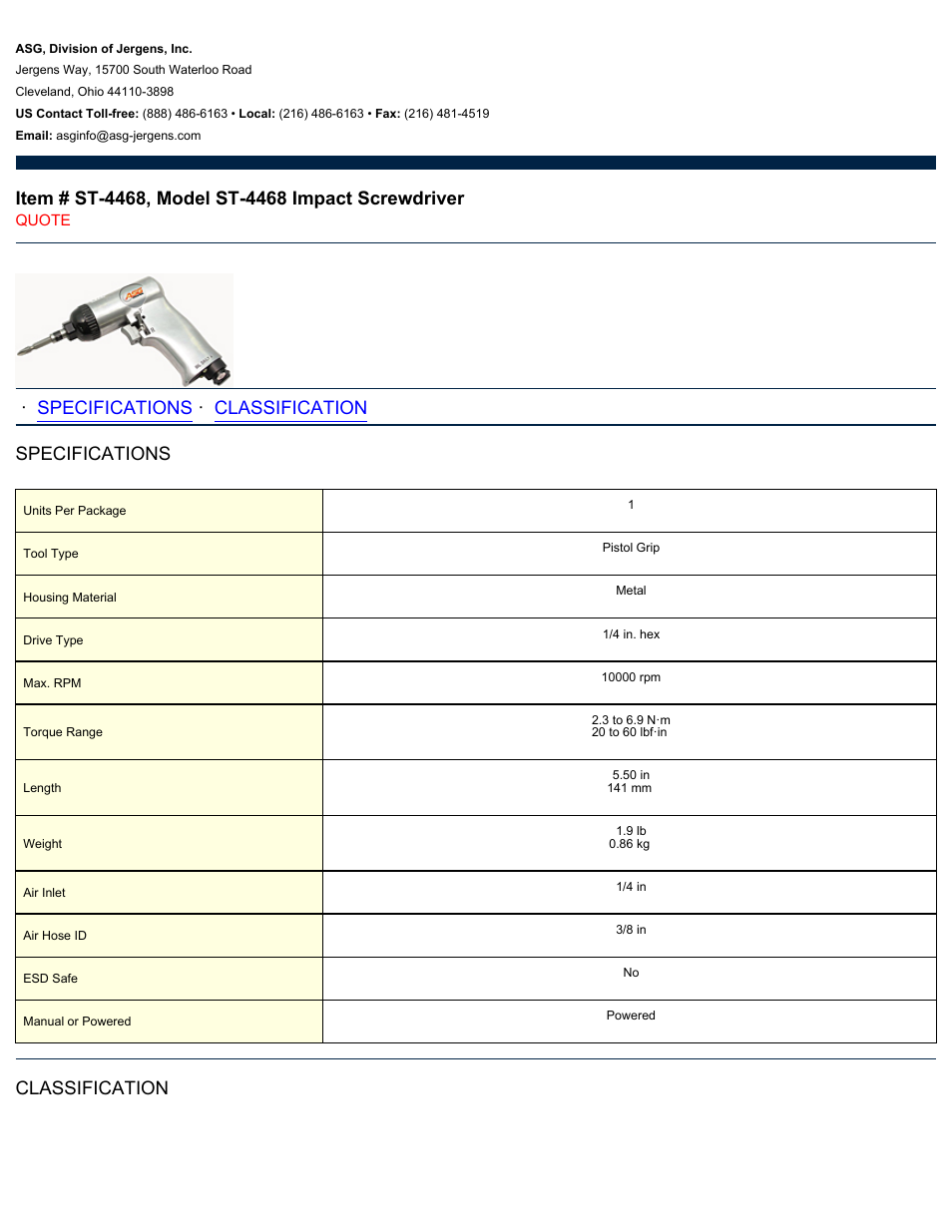 ASG Jergens ST-4468 User Manual | 2 pages