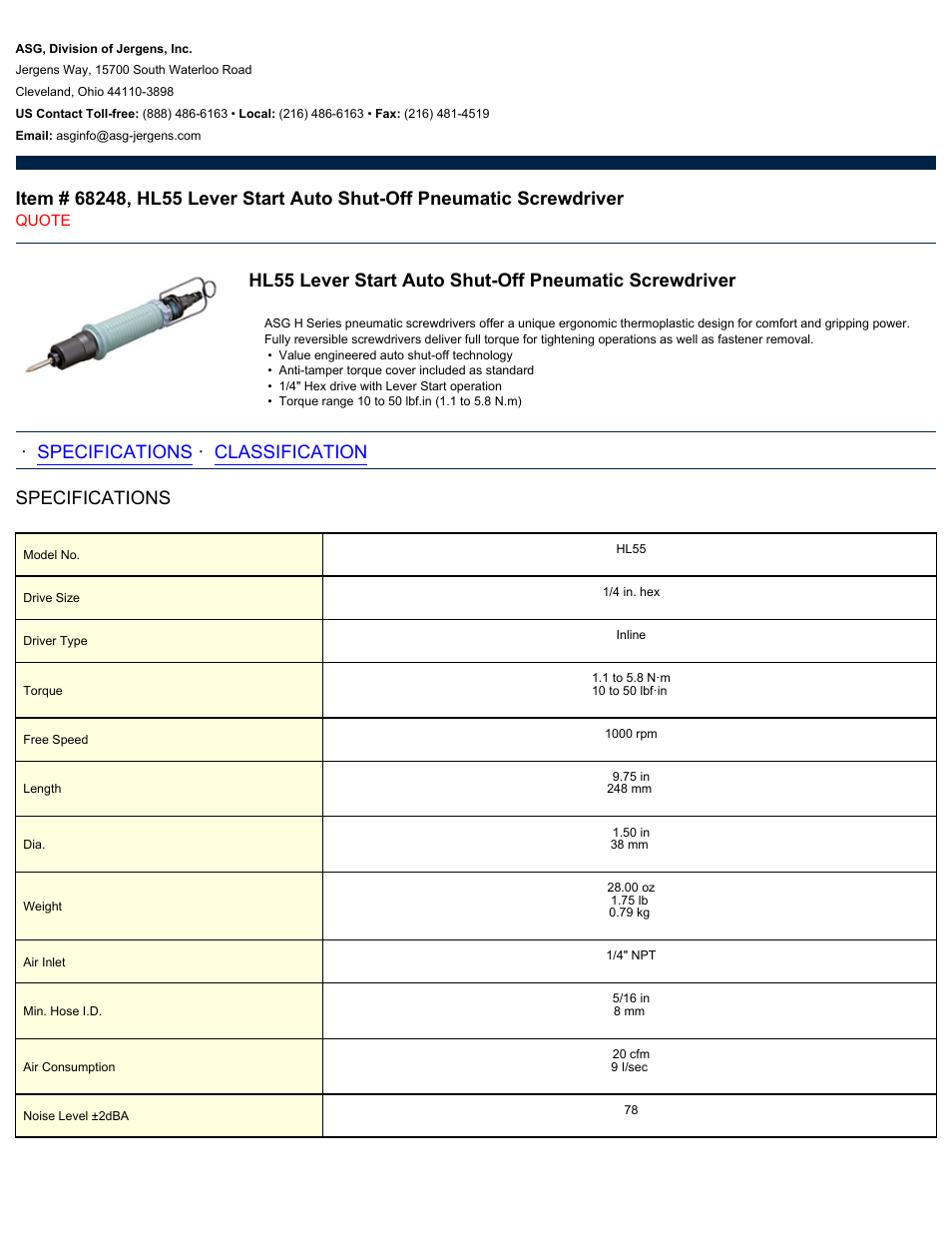 ASG Jergens 68248 HL55 User Manual | 2 pages