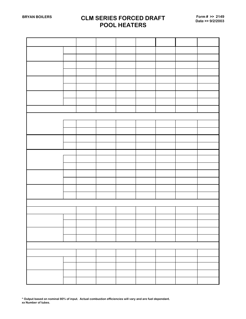 Clm series forced draft pool heaters | Bryan Boilers CLM300 User Manual | Page 2 / 2