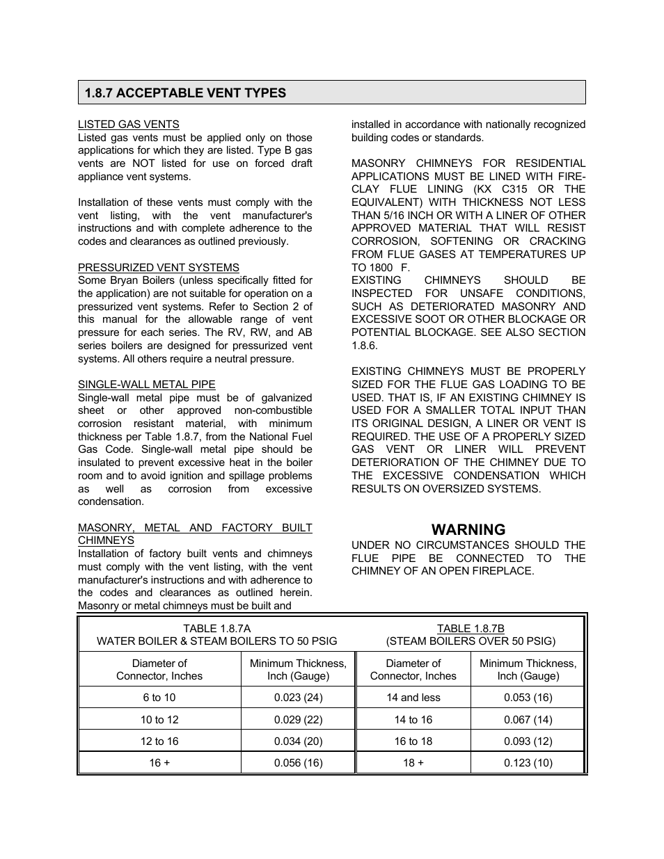 Warning | Bryan Boilers Forced Draft Steam Boilers User Manual | Page 10 / 37