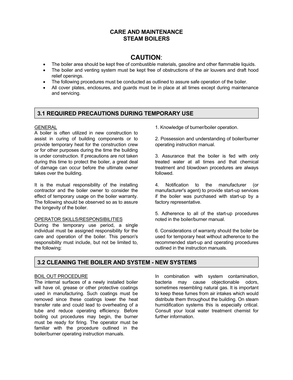 Caution | Bryan Boilers Forced Draft Steam Boilers User Manual | Page 28 / 37