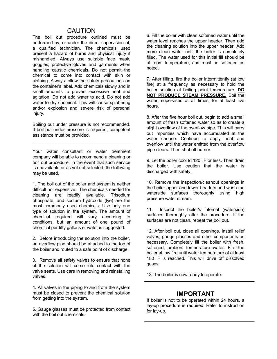 Caution, Important | Bryan Boilers Forced Draft Steam Boilers User Manual | Page 29 / 37