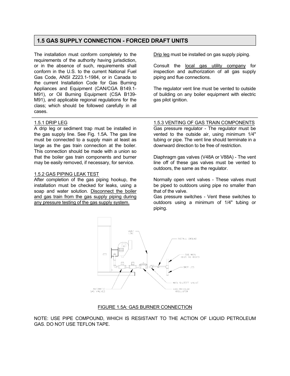 Figure 1.5a: gas burner connection | Bryan Boilers Forced Draft Steam Boilers User Manual | Page 5 / 37