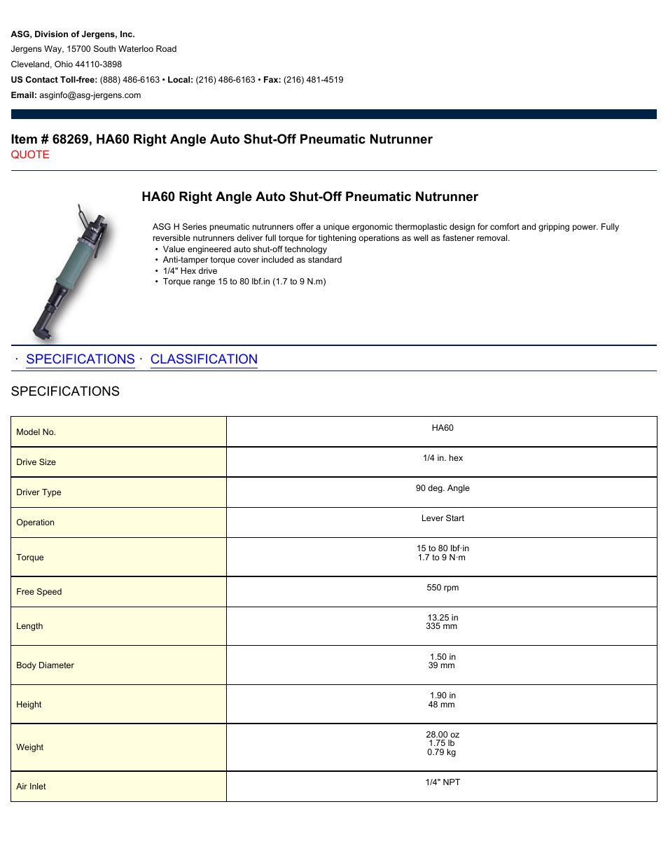 ASG Jergens 68269 HA60 User Manual | 2 pages