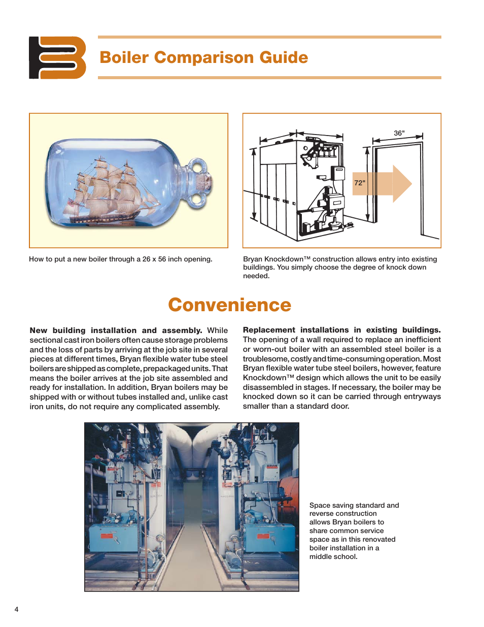 Convenience, Boiler comparison guide | Bryan Boilers Tube Steel Boilers User Manual | Page 4 / 8