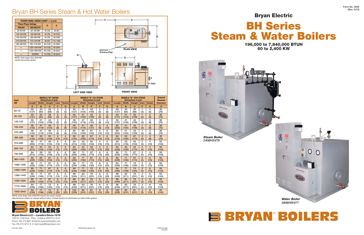 Bryan, Boilers, Bh series steam & water boilers | Bryan bh series steam & hot water boilers, Bryan electric | Bryan Boilers 390BHW4T7 User Manual | Page 4 / 4