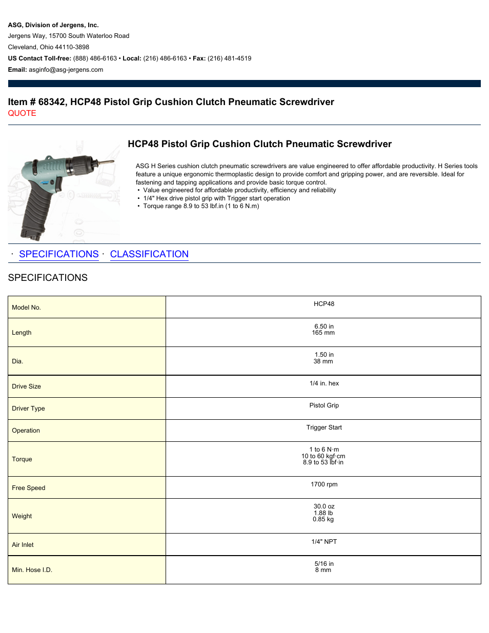 ASG Jergens 68342 HCP48 User Manual | 2 pages