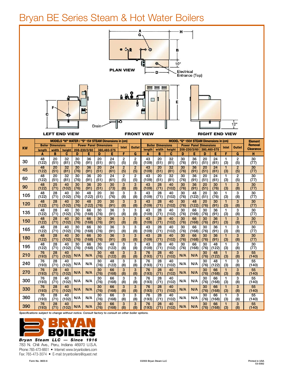 Bryan be series steam & hot water boilers | Bryan Boilers BE-90-Q4T3 User Manual | Page 4 / 4