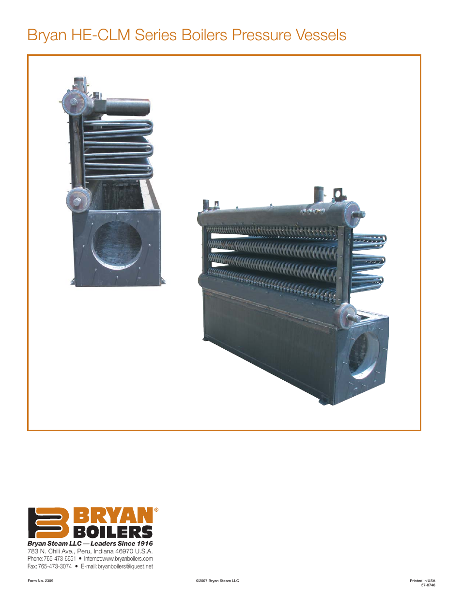 Bryan he-clm series boilers pressure vessels | Bryan Boilers HE-CLM Series User Manual | Page 2 / 2