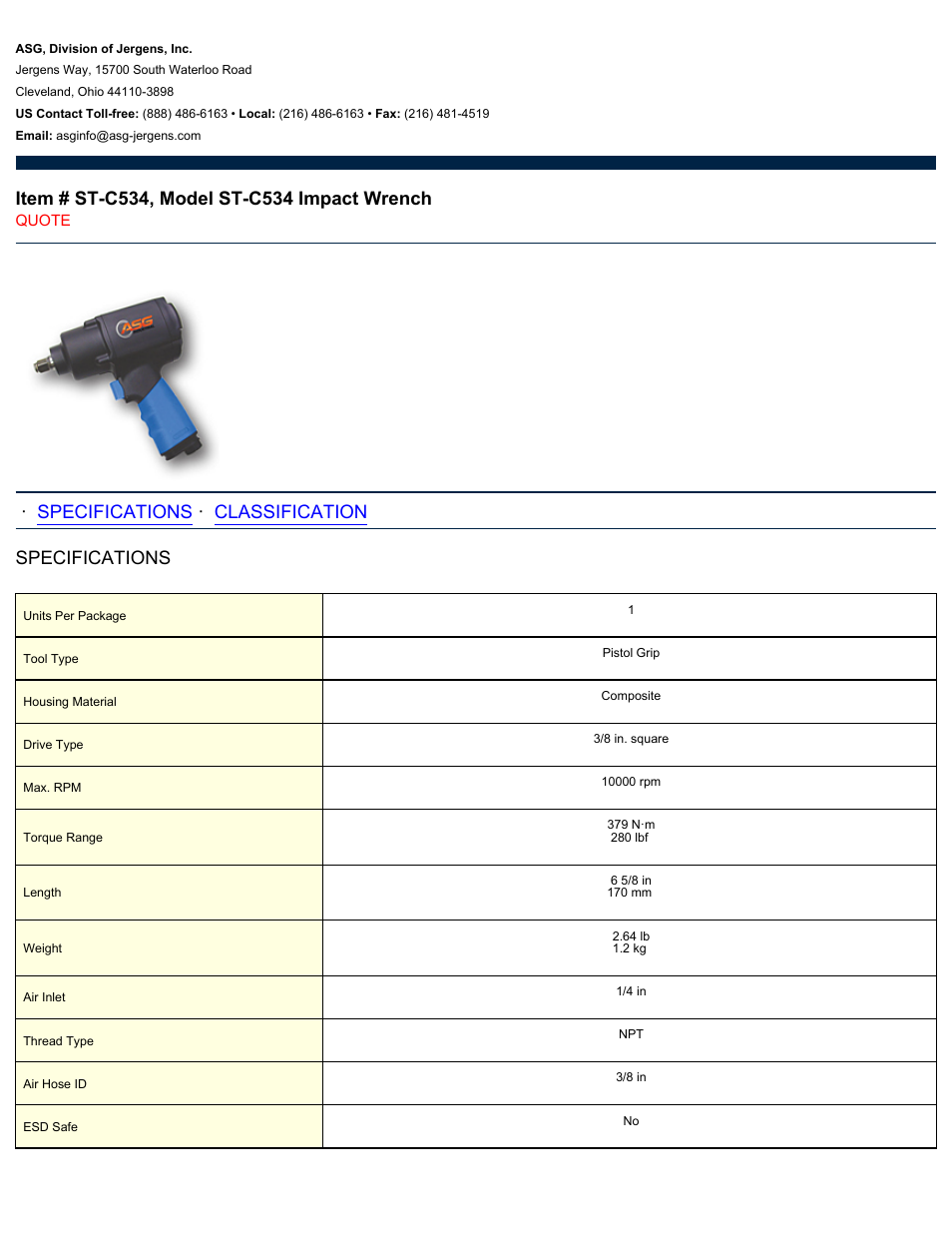 ASG Jergens ST-C534 User Manual | 2 pages