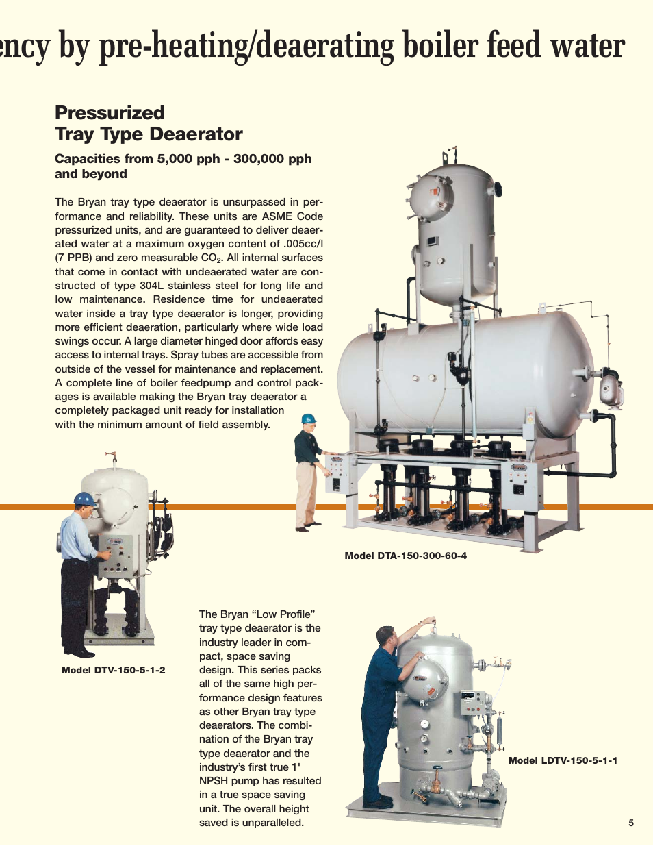 Ency by pre-heating/deaerating boiler feed water, Pressurized tray type deaerator | Bryan Boilers HFS-15-100-100-D User Manual | Page 5 / 8