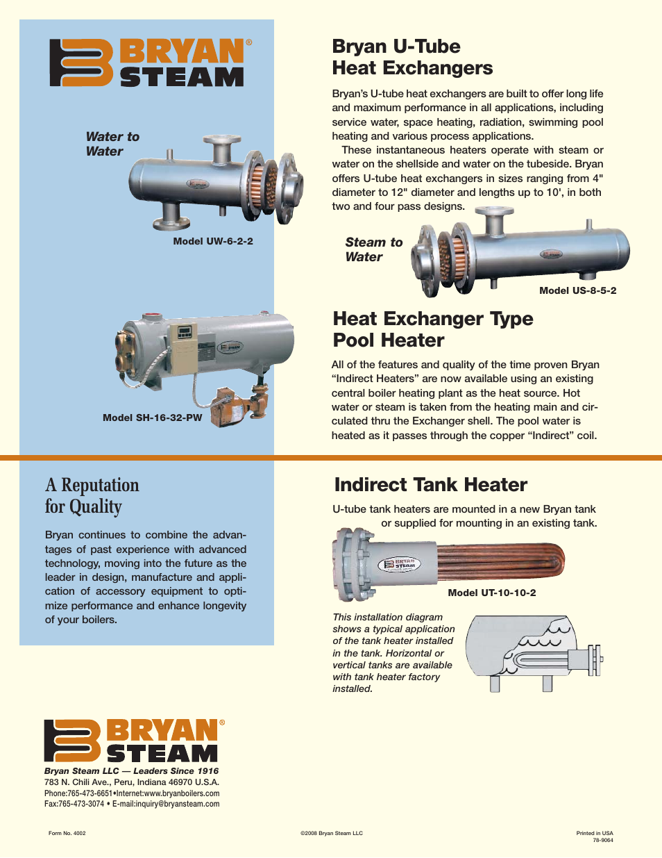 A reputation for quality | Bryan Boilers HFS-15-100-100-D User Manual | Page 8 / 8