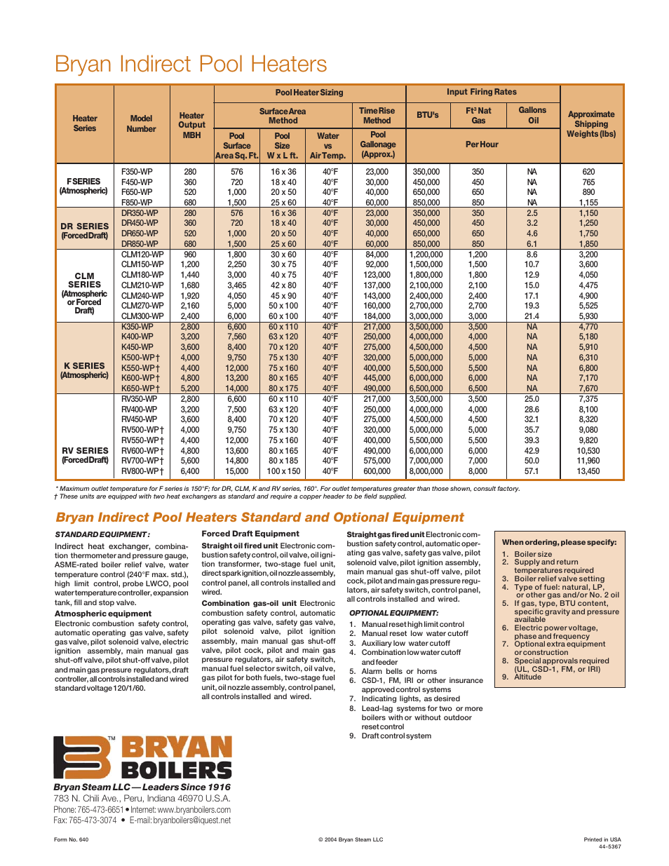 Bryan indirect pool heaters | Bryan Boilers K Series User Manual | Page 4 / 4