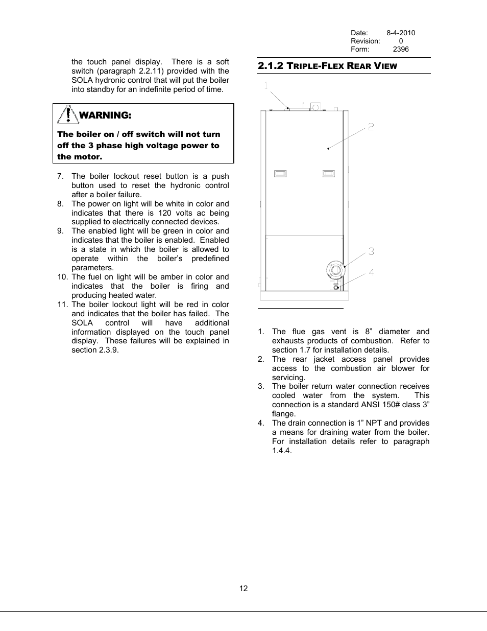 Triple-flex rear view, 2 triple-flex rear view, Figure 4 triple-flex rear view | Bryan Boilers Triple-Flex High Efficiency Boilers & 300 User Manual | Page 18 / 81