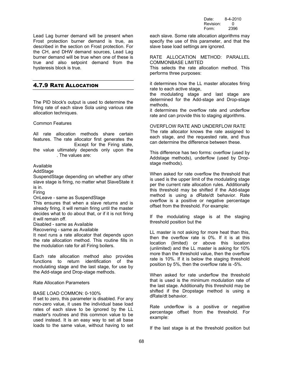 Rate allocation, 9 rate allocation | Bryan Boilers Triple-Flex High Efficiency Boilers & 300 User Manual | Page 74 / 81